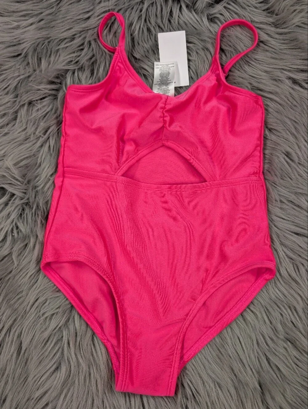 NWT Bright Pink One-Piece Swimsuit with Front Cutout Medium 8 Girls